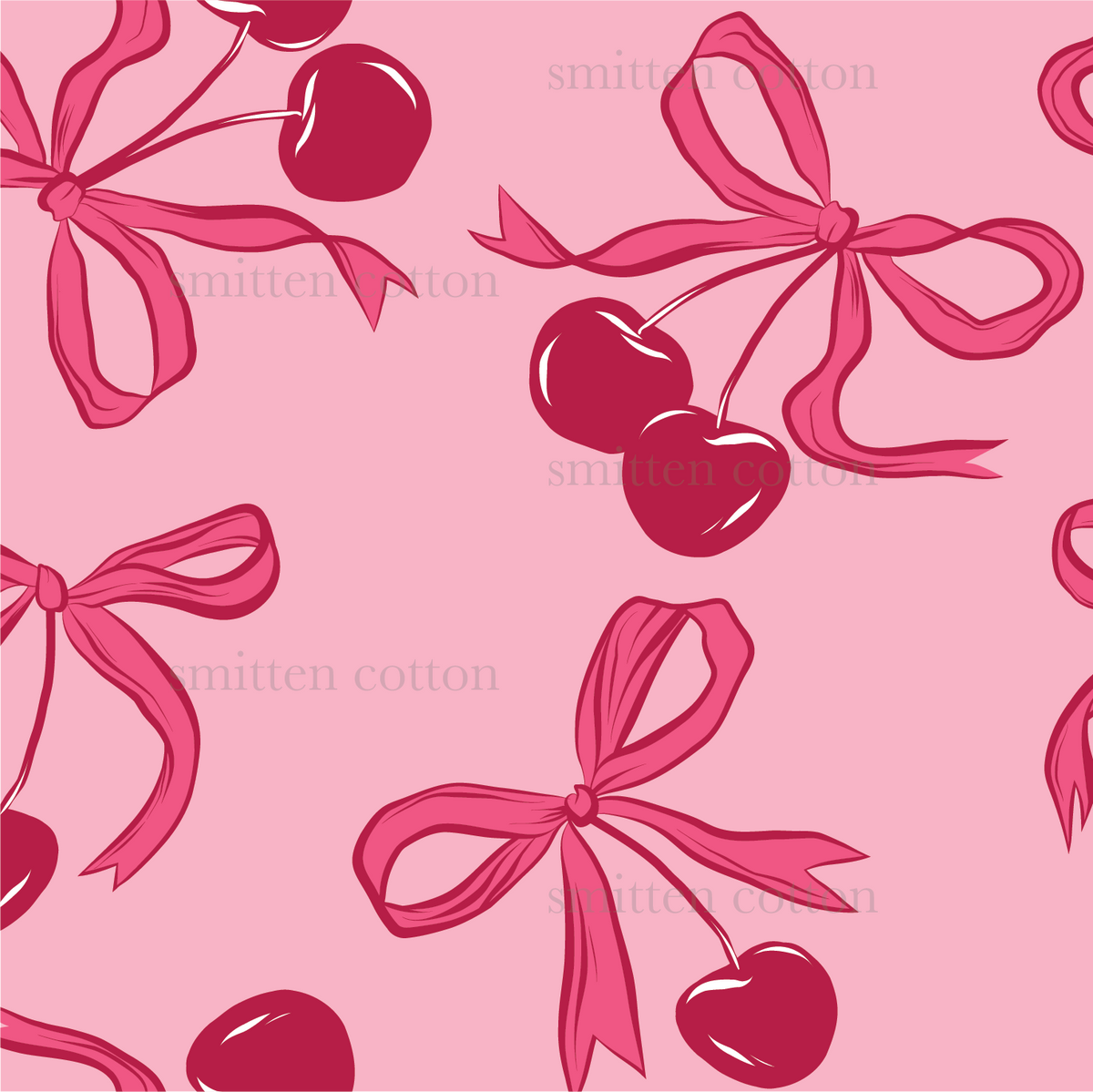 Cherries & Bows (Pre Order 27 Aug 3 Sept) Smitten Cotton Fabric Company