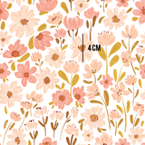 a white background with pink and yellow flowers