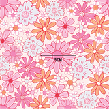 a pink and orange flower pattern on a white background