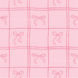 a pink background with bows and a checkered pattern