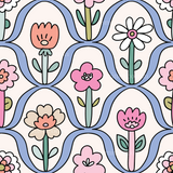 a pattern with flowers on a pink background
