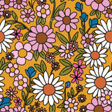 a colorful flower pattern on an orange background