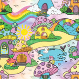 a painting of a rainbow colored landscape