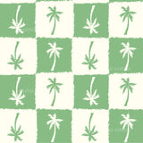 a palm tree on a checkered background