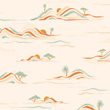 a wallpaper with a pattern of mountains and trees