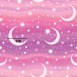 a pink background with stars and crescents