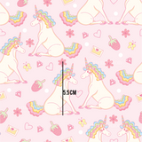 a pink background with unicorns and hearts