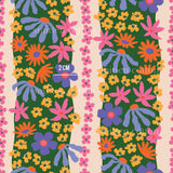 a colorful floral pattern on a pink background