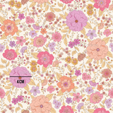 a floral pattern with pink and orange flowers on a white background