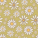 a brown and white flower pattern on a green background