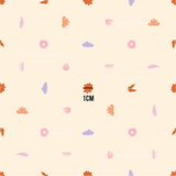a pink and orange wallpaper with a pattern on it