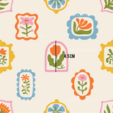 a pattern of flowers and leaves on a white background