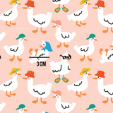 a pattern of ducks with hats and sunglasses