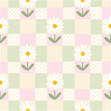 a pattern with flowers on a checkered background