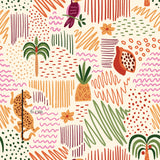 a very colorful pattern with animals and plants