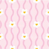 a pink and yellow pattern with hearts
