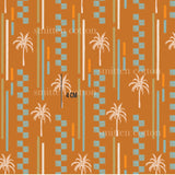 a pattern of palm trees on an orange background