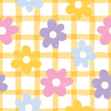 a checkered pattern with flowers on it