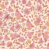 a pink and brown floral pattern with the word mom on it