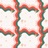 a white background with red, green and gold christmas decorations