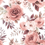 a floral pattern with pink flowers on a white background