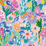 a painting of colorful flowers and leaves