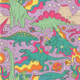 an image of a colorful pattern of dinosaurs