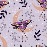 a purple butterfly with stars and leaves on a purple background
