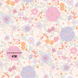 a flowery pattern with pink, blue, and yellow flowers