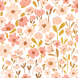 a white background with pink and yellow flowers