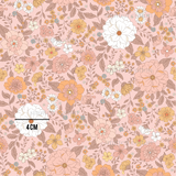 a pink background with flowers and leaves