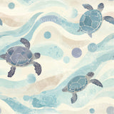 a painting of two turtles swimming in the ocean
