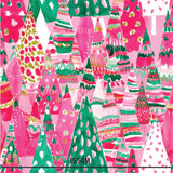 a large group of pink and green trees