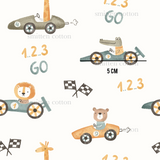 a drawing of a car with a teddy bear driving it