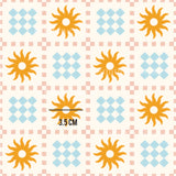 a pattern with the sun on a white background