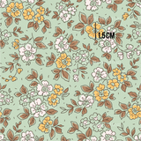 a floral pattern with brown, white and yellow flowers