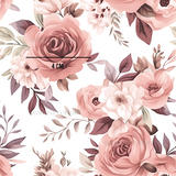 a white background with pink flowers and leaves