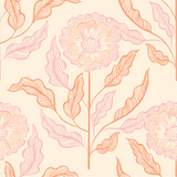 a flower with leaves on a beige background