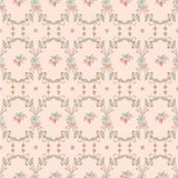a pink wallpaper with a floral design on it