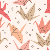 a pattern of origami birds on a white background