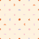 a pink and brown flower pattern on a white background