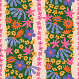 a colorful floral pattern on a green background