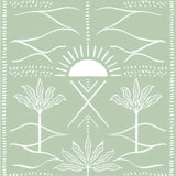 a green background with white designs on it