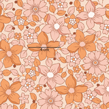 an orange and pink flower pattern on a beige background