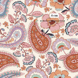The image is a vibrant and intricate paisley pattern with a variety of colorful flowers and leaves. The pattern is composed of multiple repeating shapes and designs, creating a visually striking and detailed design.