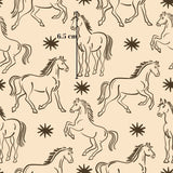 a repeating pattern of stylized horse silhouettes, with some stars scattered throughout the background.