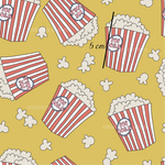 a lot of popcorn on a yellow background