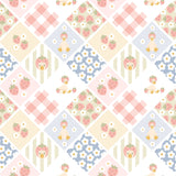 The image is a collage of various images featuring cartoon-style ducks and strawberries in different colors and patterns.