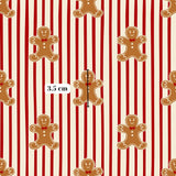 a repeating pattern of gingerbread man figures on a striped background.