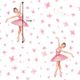 The image is a watercolor painting of a ballerina performing a dance pose, with a measurement scale indicating the height of the dancer in centimeters.